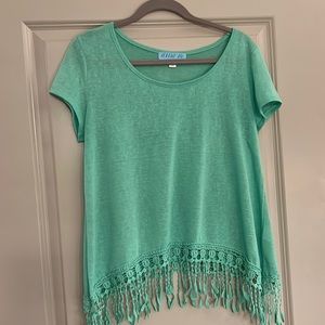Turquoise Fringe Top